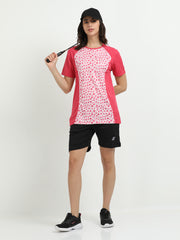 Women’s rPET Printed Performance Tee – Pink Dots
