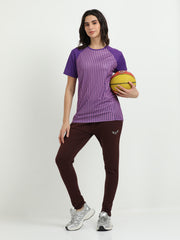 Women’s rPET Printed Performance Tee – Purple Zig Zag Pattern