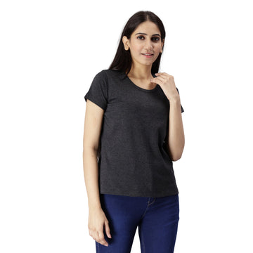 Eco Women's Round Neck TShirt - Charcoal Melange