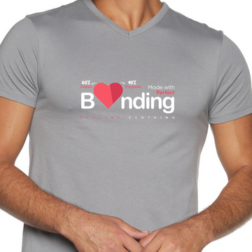 Men's Cotton V Neck with Chest Print - Made with Perfect Bonding - Grey