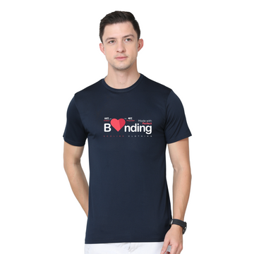 Men's Round Neck with Chest Print - Made with Perfect Bonding - Navy