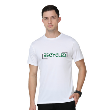 Men's Round Neck with Chest Print - Recycled - White