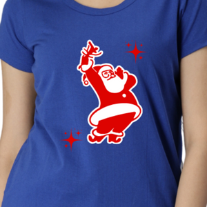 Women's Eco Round Neck TShirt with Chest Print - Santa