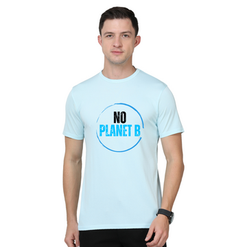 Men's Round Neck with Chest Print - No Planet B - Mint