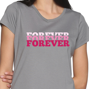 Women's Cotton V Neck TShirt with Chest Print - Forever