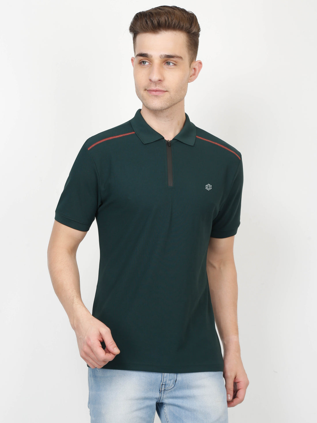 Sporty Polo T-Shirt for Men - Bottle Green