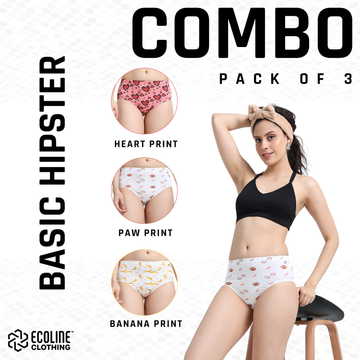 Women's Printed Basic Hipster - Pack of 3