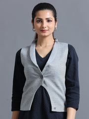 Women's rPET with Recycled Cotton Shawl Collar Waistcoat - Black