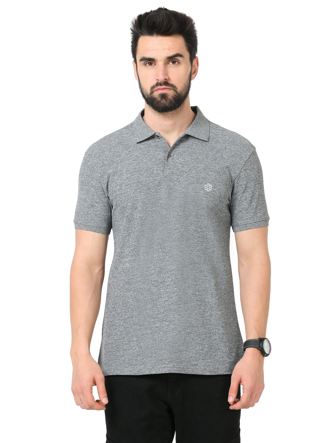 Plain Polo Tshirt for Men - Black Melange