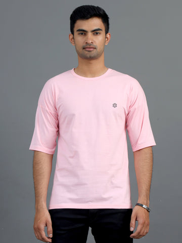Men's Recycled Cotton Oversized Round Neck TShirt - Candypink