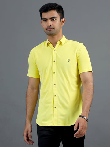 Men's rPET Casual Half Sleeve Shirts - Sunshine Yellow