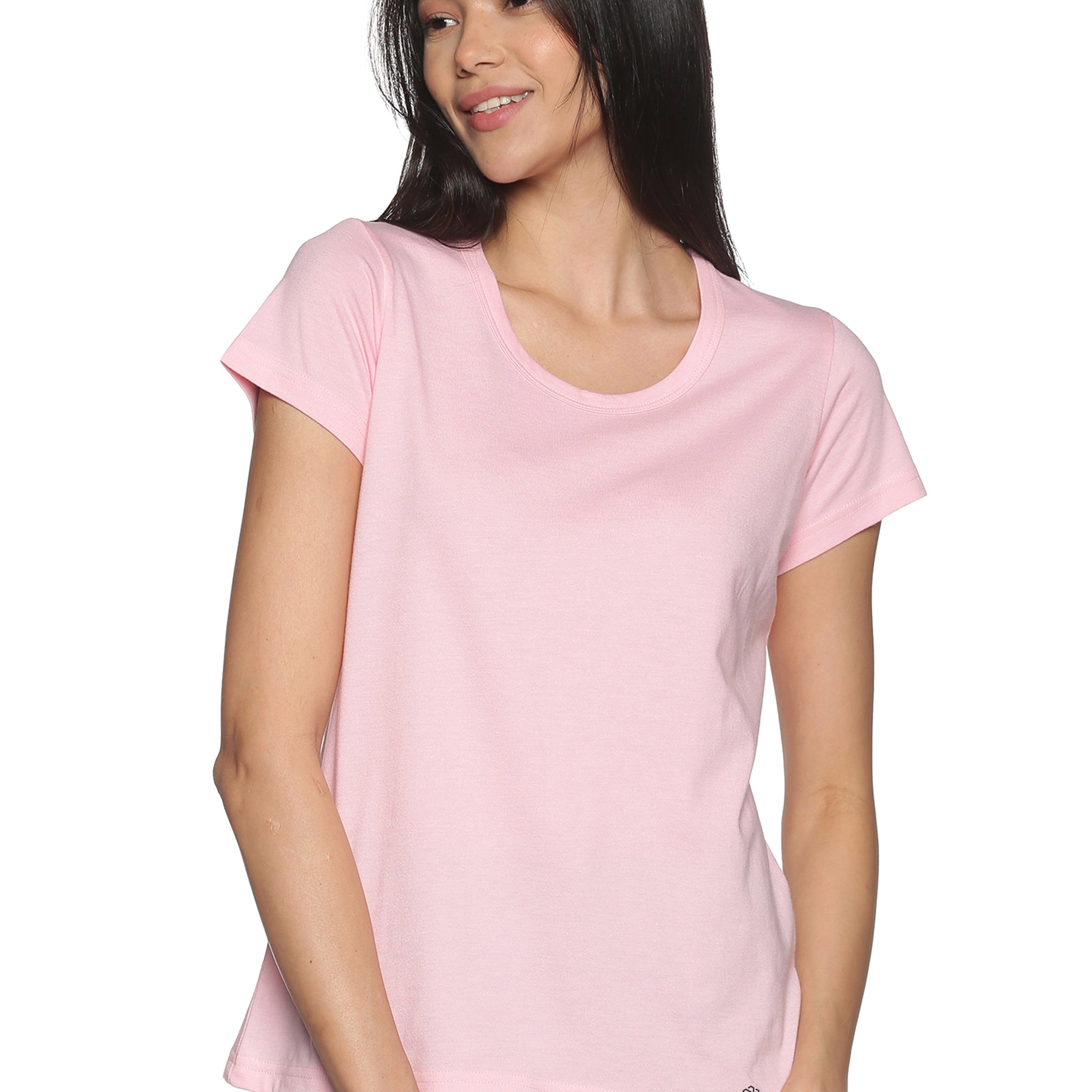 Women's Recycled Cotton Round Neck TShirt - Candy Pink