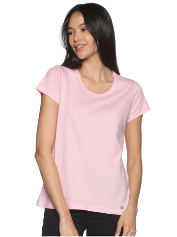 Women's Recycled Cotton Round Neck TShirt - Candy Pink