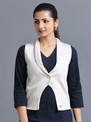 Women's rPET with Recycled Cotton Shawl Collar Waistcoat - Chandan