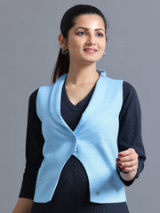 Women's rPET with Recycled Cotton Shawl Collar Waistcoat - Cyan