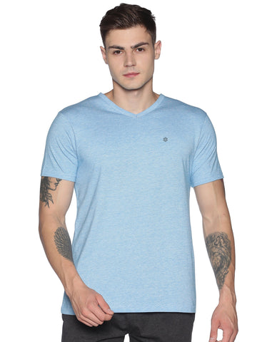 Men's rPET with Recycled Cotton V-Neck TShirt - Cyan