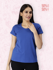 Eco Women's Round Neck TShirt - Imperial Blue