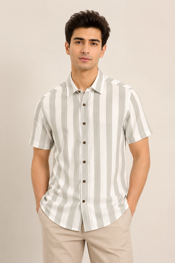 Men's rPET Tulip Field Printed Casual Half Sleeve Shirt