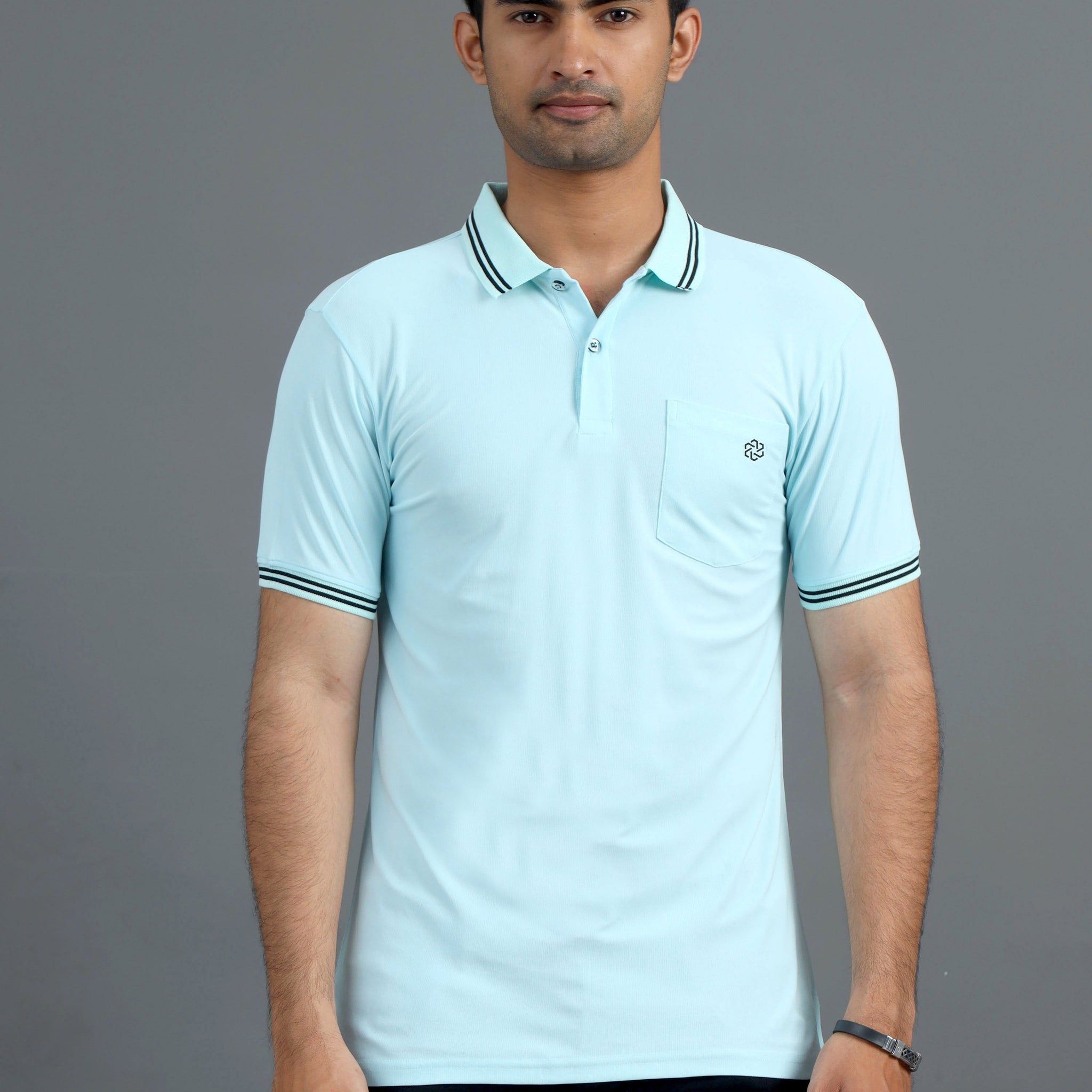 Casual Mens polo tshirt - Mint & Black