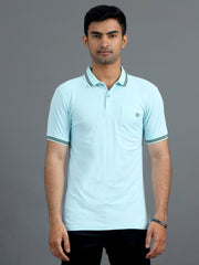 Casual Men's Polo T-Shirt - Mint & Black