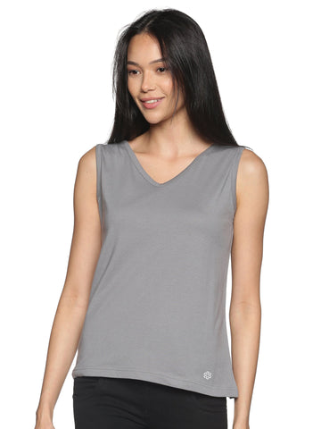 Women's Recycled Cotton Dual Neck Tank Top - Flagstone Grey