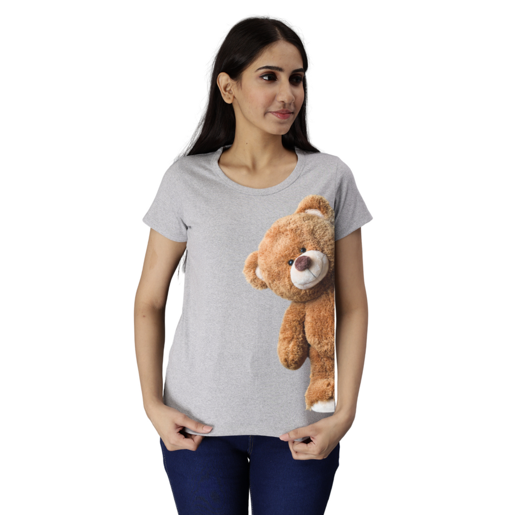 Women's Eco Round Neck TShirt with Chest Print - Deady