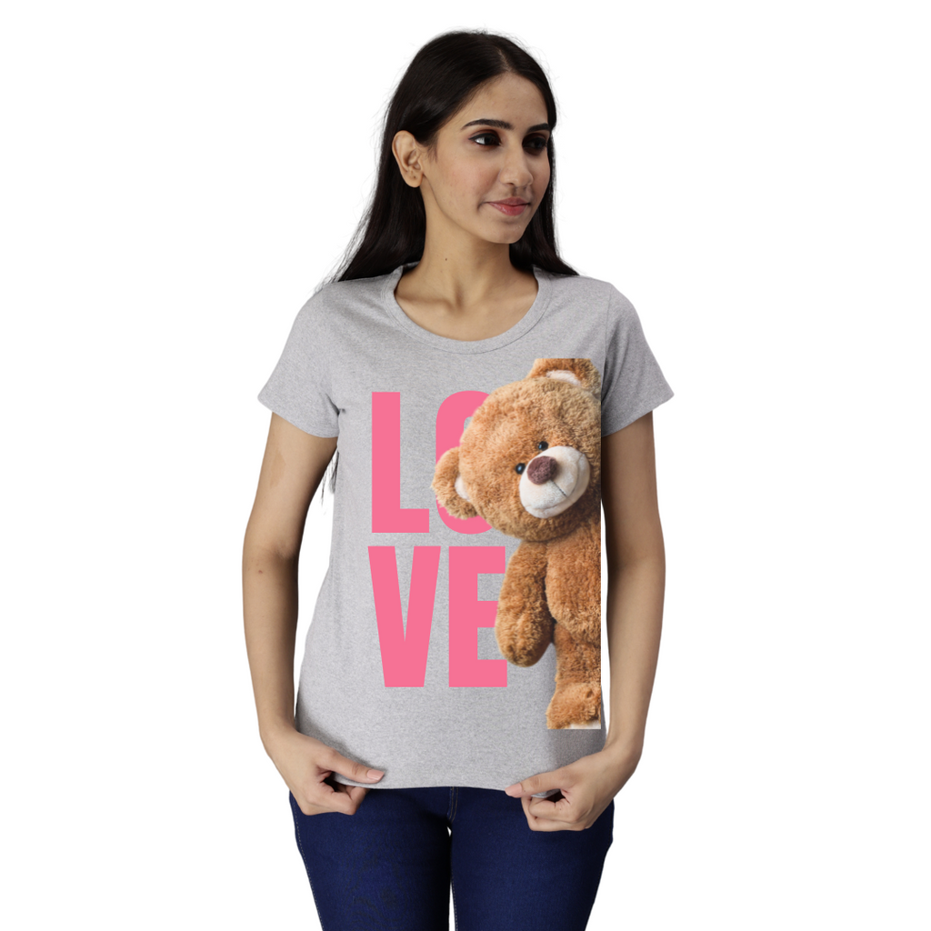 Women's Eco Round Neck TShirt with Chest Print - Love Deady