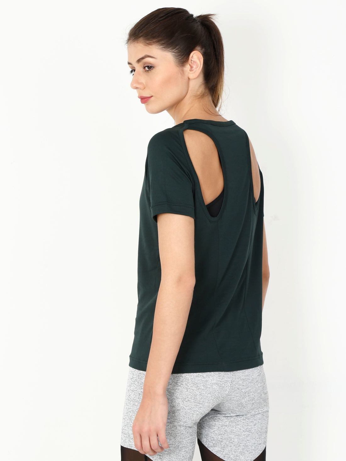 Women's rPET Stylish Gym TShirt - Bottle Green