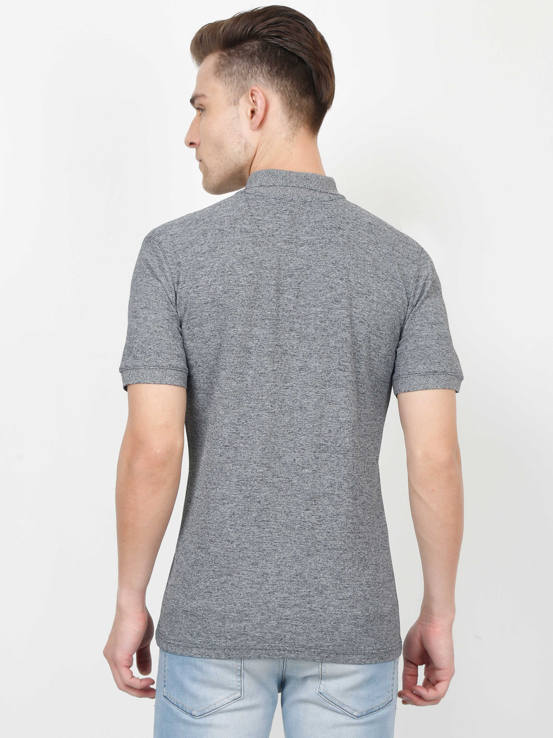 Sporty Polo T-Shirt for Men - Black Melange