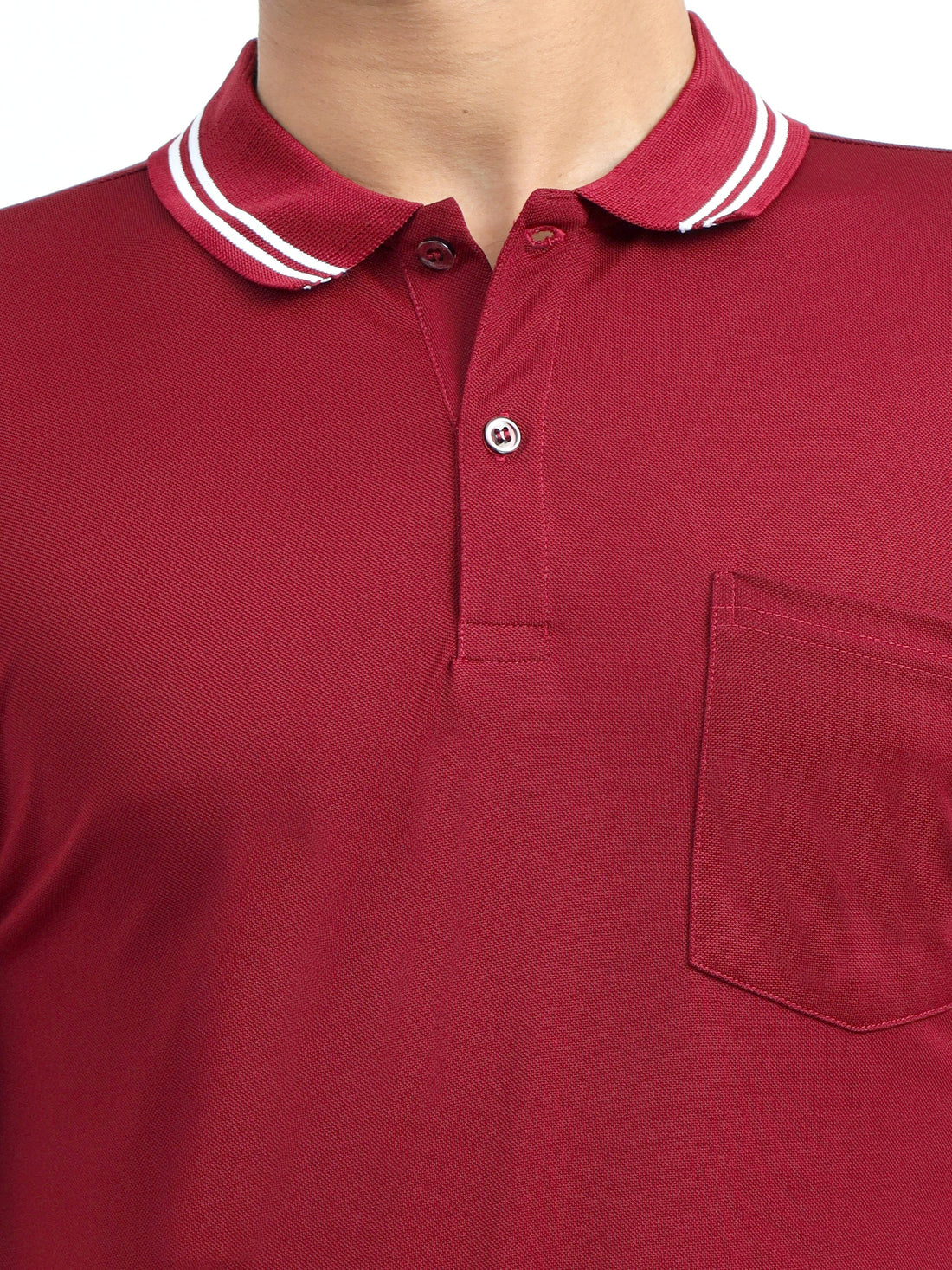 Mens Polo Tshirt with Rpet fabric - Redwine & white