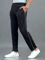 RPET Men's Track Pant with Piping - Black with Yellow