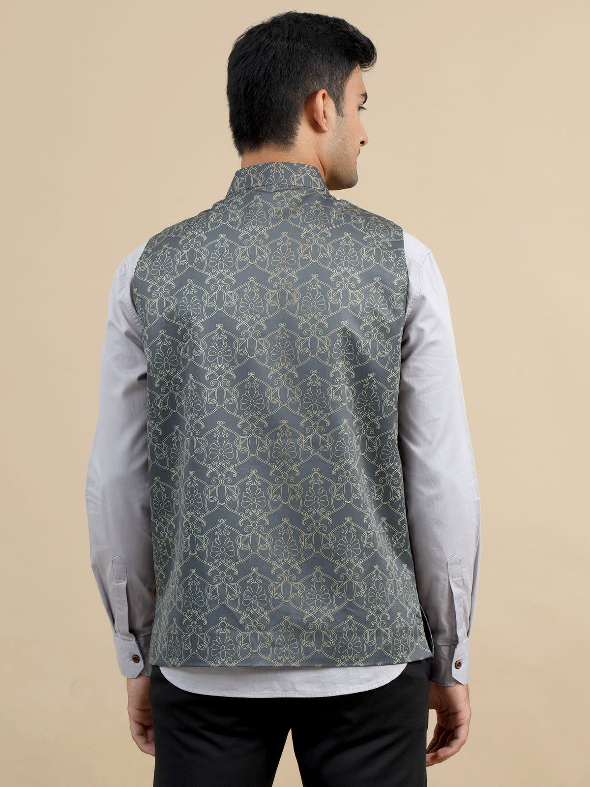 Modi Style Cloth Buy Men’s Printed Modi Coat Online – Grey Yellow Print – Ecoline ...