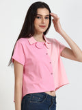 Women's Cotton Dual Toned Flared Shirt