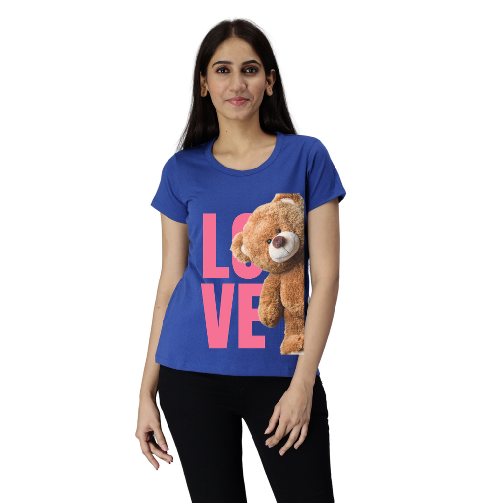 Women's Eco Round Neck TShirt with Chest Print - Love Deady