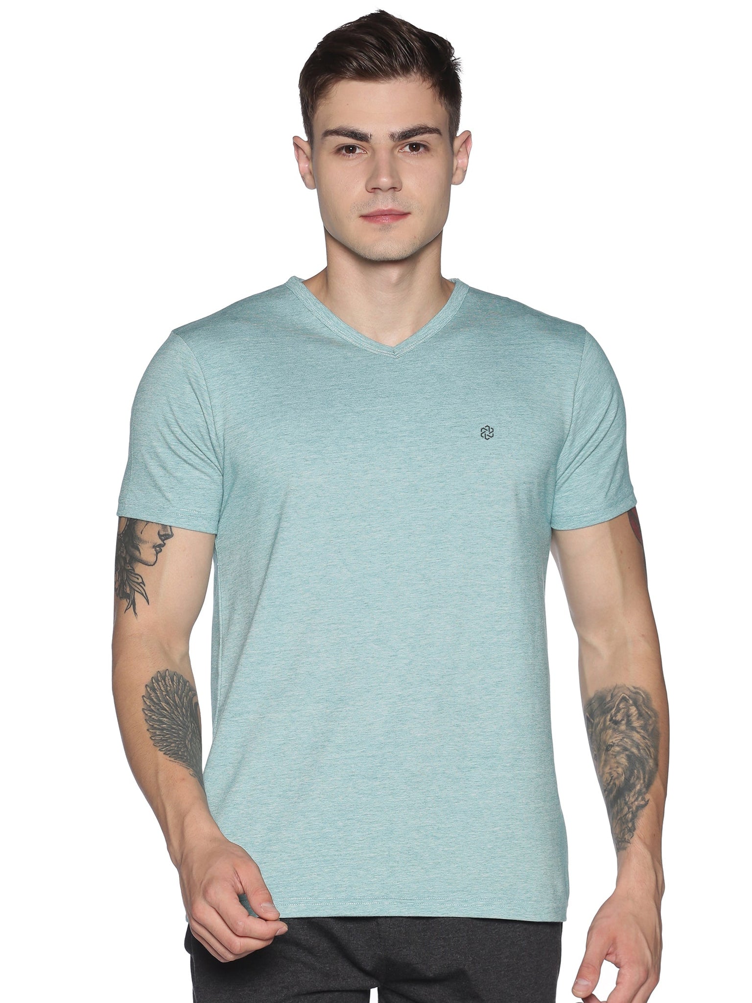 Men's rPET with Recycled Cotton V-Neck TShirt - Jade