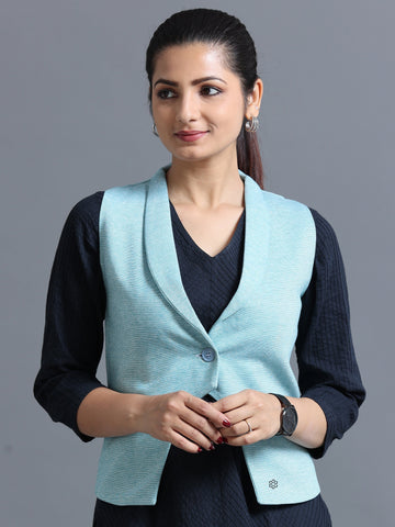 Women's rPET with Recycled Cotton Shawl Collar Waistcoat - Jade