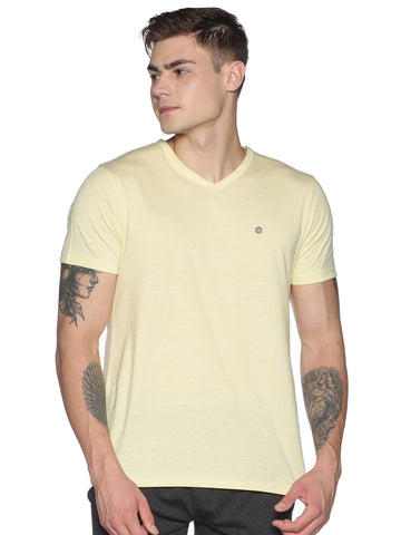 Men's rPET with Recycled Cotton V-Neck TShirt - Lemon