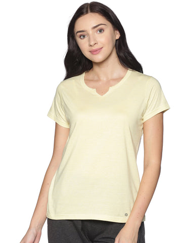 Women's rPET with Recycled Cotton Lazy Round Neck TShirt - Lemon