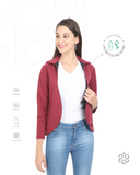 Maroon - Women's Fitted Jacket With Collar