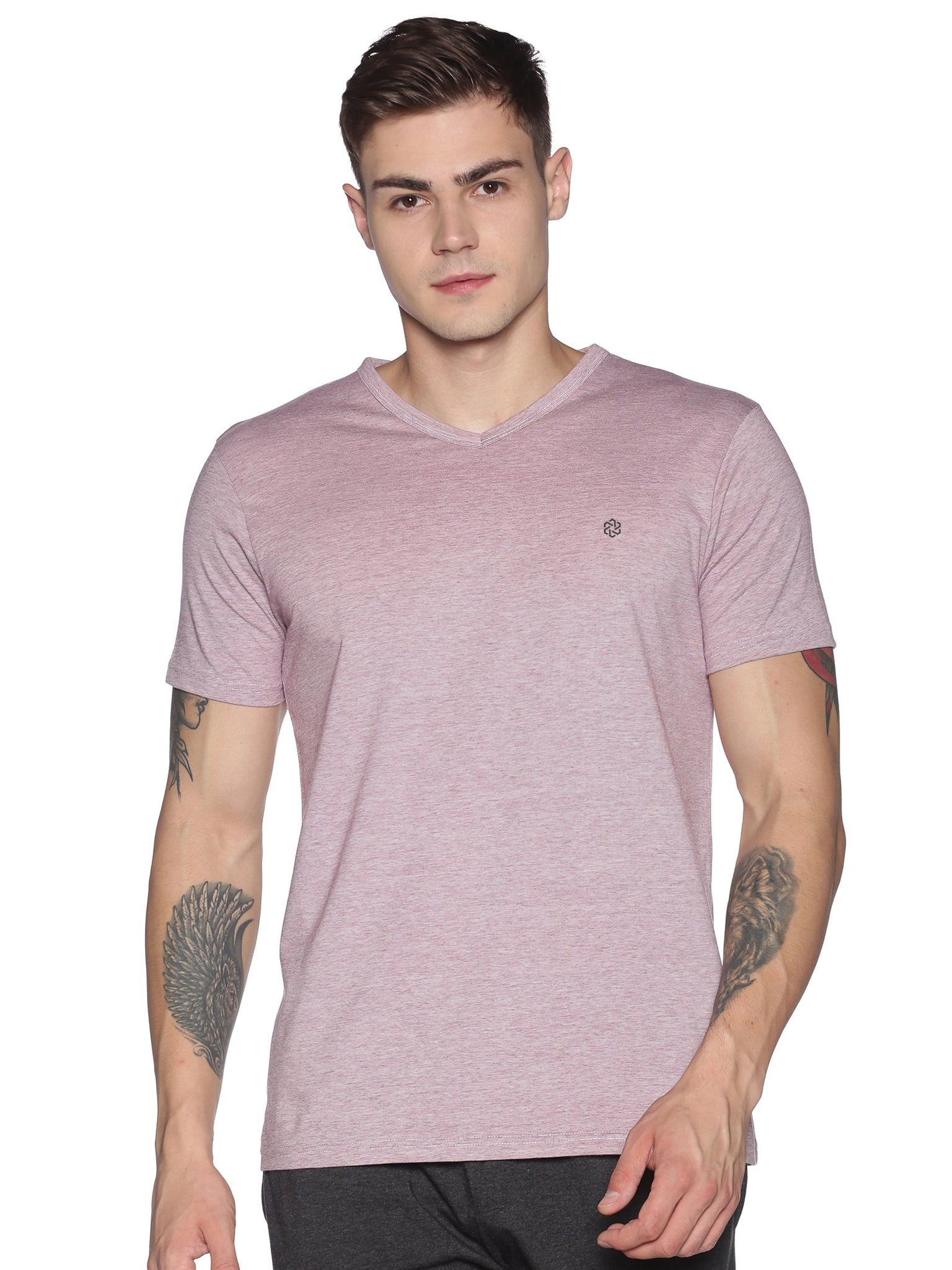 Men's rPET with Recycled Cotton V-Neck TShirt - Maroon