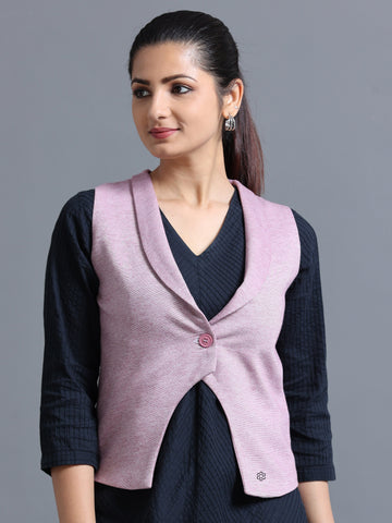 Women's rPET with Recycled Cotton Shawl Collar Waistcoat - Maroon