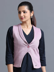 Women's rPET with Recycled Cotton Shawl Collar Waistcoat - Maroon
