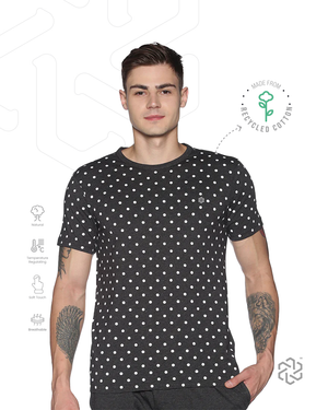 Men's Cotton Polka Dots Round Neck TShirt