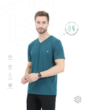 Men's Viscose Teal V-Neck TShirt