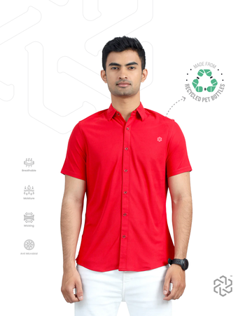 Men's rPET Casual Half Sleeve Shirts - Arrow Red