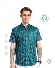 Men's rPET Checks Printed Casual Half Sleeve Shirt