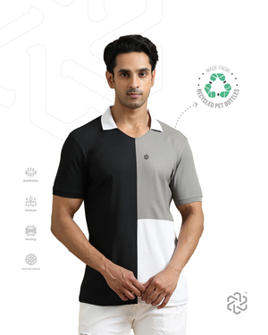 Men's rPET Panelled Colour Blocked Polo T-Shirt