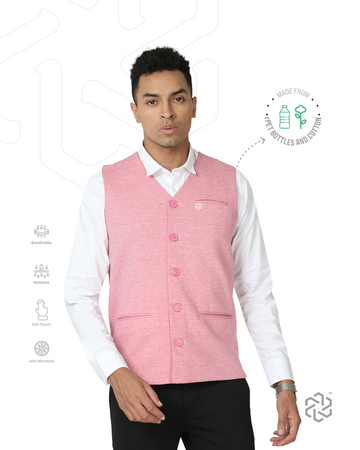 Men's rPET SB V Neck Waistcoat - Pink