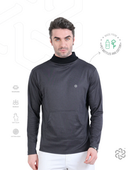 Men’s rPET with Recycled Cotton Turtle Neck With Kangaroo Pocket T Shirt