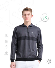 Men’s rPET with Recycled Cotton Zipped Turtle Neck T Shirt